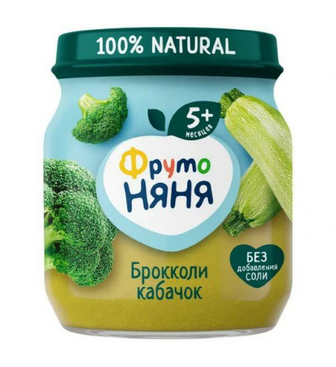 Фрутоняня Пюре брокколи кабачок 110г - ЧИСТЫЙ СОСТАВ