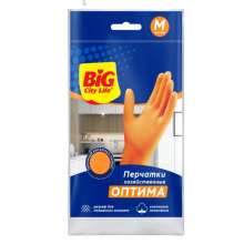Перчатки латексные BIG CITY LIFE Оптима, оранжевые, размер M