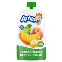 Пюре Агуша Яблоко Тыква Персик Банан, 90 гр