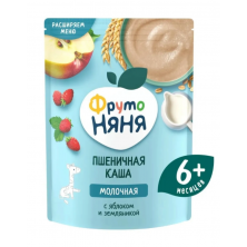 ФрутоНяня Каша молочная пшеничная яблоко, земляника, 6мес+, 200 гр