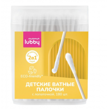 Lubby Детские Ватные Палочки 2 в 1 с Лопаточкой 180ш