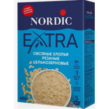 Хлопья NORDIC EXTRA овсяные резаные цельнозерновые 5 минут варки 400г