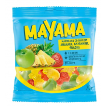 «Mayama», мармелад жевательный в форме ягод и фруктов, 70 г