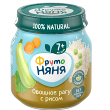ФрутоНяня Пюре Овощное рагу с РИСОМ 110гр  - НОВИНКА