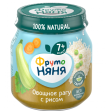 ФрутоНяня Пюре Овощное рагу с РИСОМ 110гр  - НОВИНКА