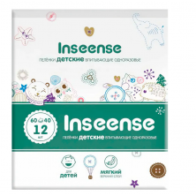 INSEENSE Пеленки, детские, впитывающие, одноразовые, 60х40 см, 12 шт